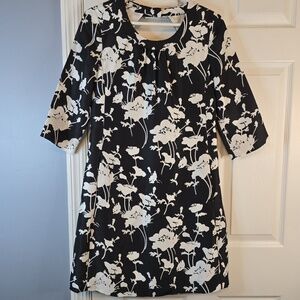 KATE SPADE -Florence Broadhurst Classic B/W Floral‎ 100% Silk, LINED, Dress Sz 2